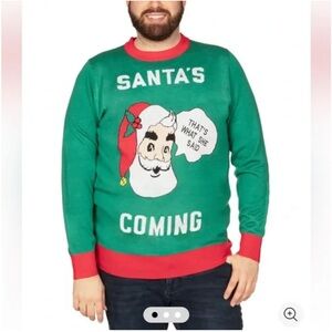 Tipsy Elves Ugly Sweater Santa's Coming "That's What She Said" Graphic Sz XXL